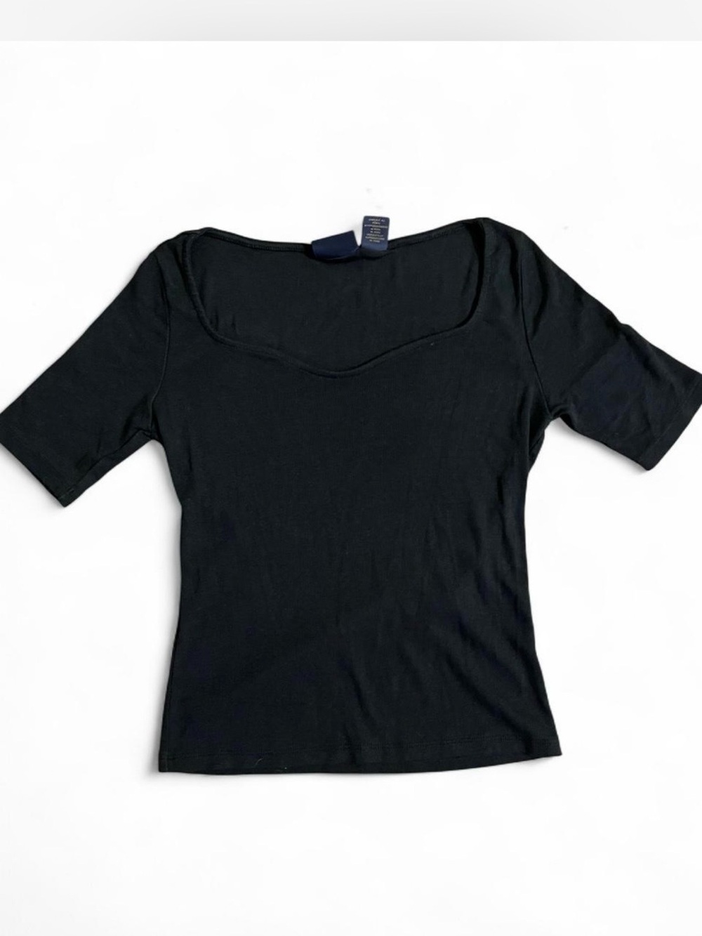 Rachel Roy Black Short Sleeve Scoop Neck Women's Top